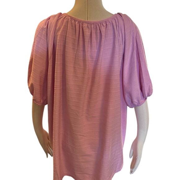 Wonderly Pink 3X Blouse Top Casual Plus Size Barbie Cotton - Picture 2 of 5